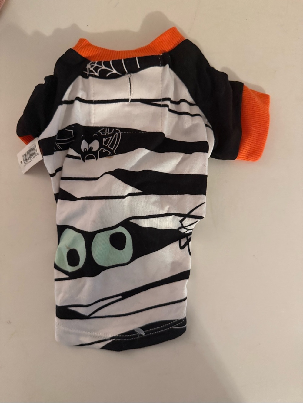 Mummy Stripe Dog Tee in Black, White & Orange